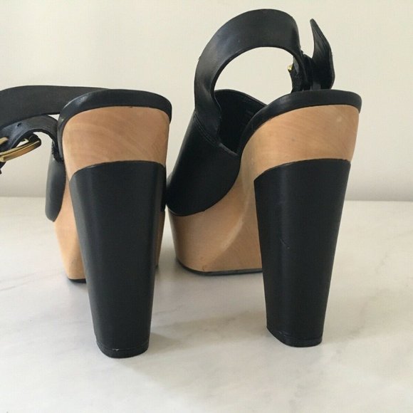 Coach Platform Black Leather Petrina Platform Block Heels - Size 6 - Picture 7 of 7